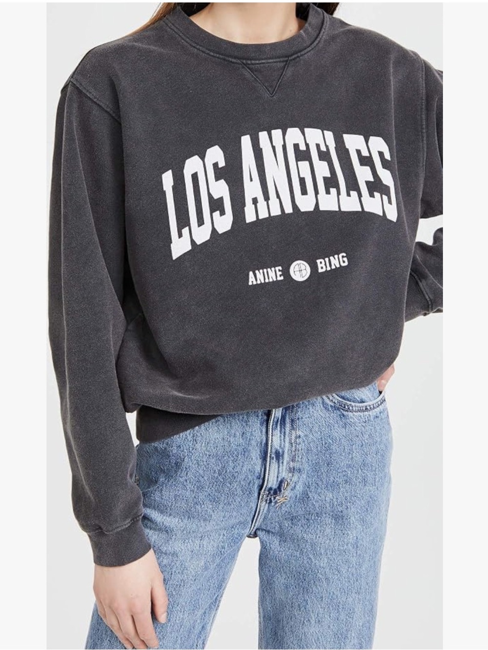 Anine Bing Grey 'Los Angeles' Crewneck Sweatshirt XS